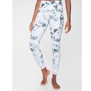 Athleta Elation 7/8 Stash Pocket Salutation Leggings Peony Floral Yoga Gym NWT